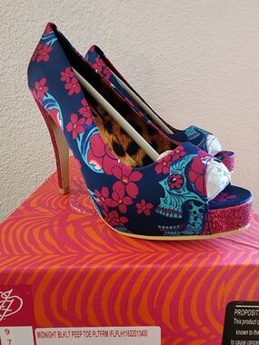 Midnight Blacklight Peep-toe Platform Heels By Iron Fist